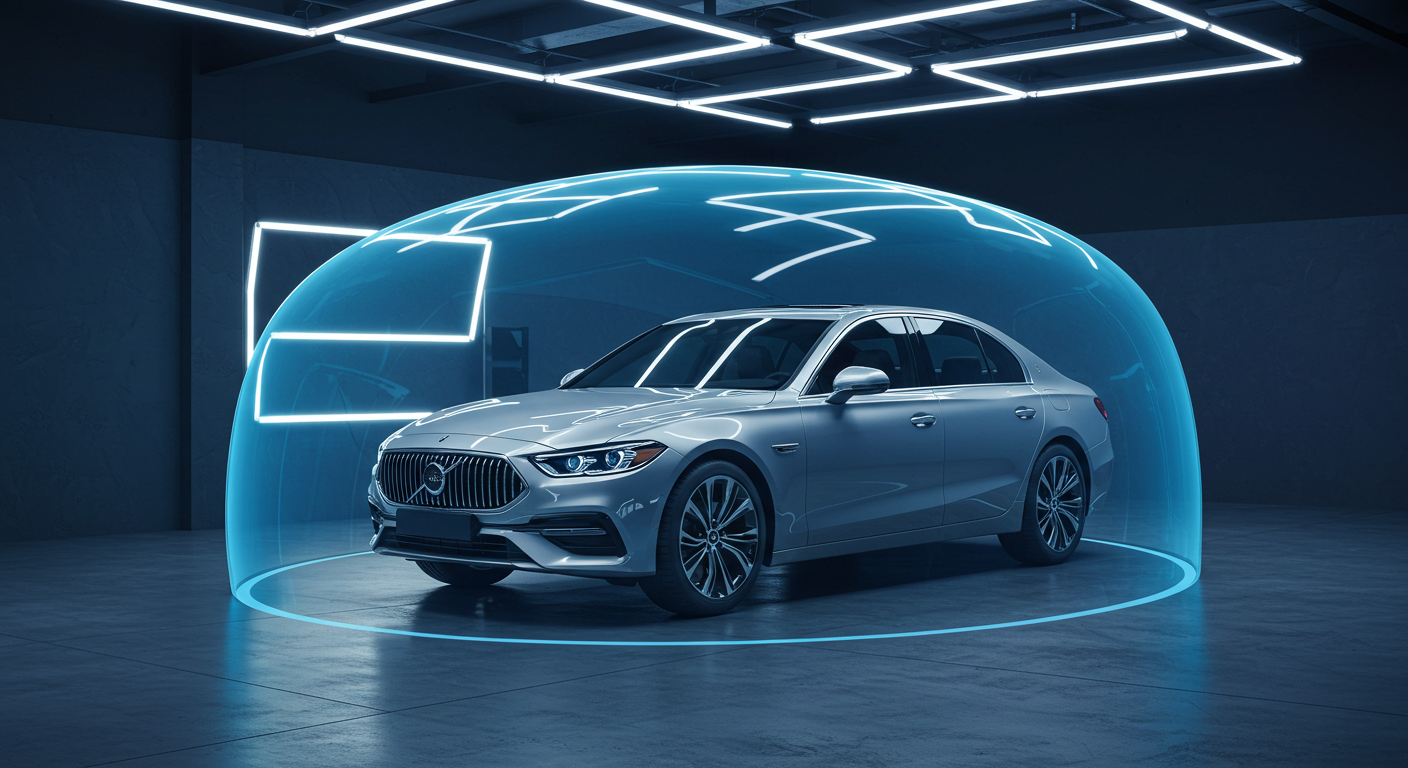 CoverageX Vehicle Protection - Modern car with digital shield protection